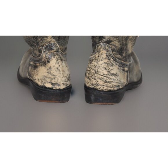 Miz Mooz Carlito Western Boots Sz 7 Gray Tan Distressed Short Cowgirl Booties - Picture 9 of 13